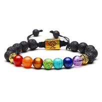 DIEZI Yoga Handmade 7 Chakra Tree Of Life Charm Bracelets Lava Stones Multicolor Beads Rope Bracelet Women Men Bracelets Bangles