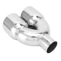 Dual Exhaust Tips 63mm 2.48in Inlet 101mm 4.0in Outlet Stainless Steel Weld On Tail Pipe Silver Universal