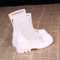 Short boots women's thick-soled Martin boots spring and summer thin flat-bottomed mesh cool boots versatile breathable boots 35