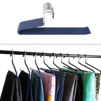 10 Pack Anti-slip Stainless Metal Pant Trousers Jean Hangers Rails Closet Storage Organizer Blue_2