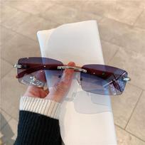 Vintage Designer Rimless Sunglasses For Men And Women Stylish Retro Brand Wood Pattern Unisex Sun Glasses UV400