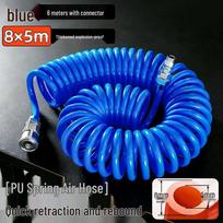 High-Pressure PU Telescopic Spiral Air Hose for Compressors & Pneumatic Tools blue