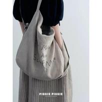 PIGIGE BIGIGR  Eat more and sleep more  Japanese heavy linen embroidery dual-purpose cloth bag SP