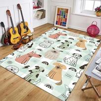 Cute Dog Print Kids Area Rug Non-Slip Washable Soft Cartoon Puppy Floor Mat for Nursery Playroom Bedroom Living Room Decor 40X60CM
