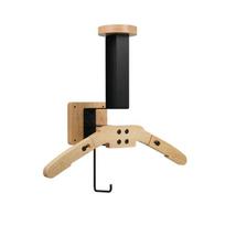 Wall-Mounted Wooden Helmet Rack with Hooks for Gear and Clothes