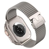 Titanium band For iWatch Ultra-specific 3 For Apple pure titanium Milanese strap, 2 titanium alloy Band For Apple Watch 42/44//45/46/49&38/40/41/42mm smėlis