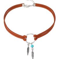 Retro Leaf Tassel Choker Ethnic Style Bohemian Necklace Trendy Turquoise Stone Necklace  Girls Style6