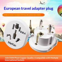 Reliable Quality 16A Universal EU Travel Adapter UK US AU to EU AC Power Socket Converter for International Travel
