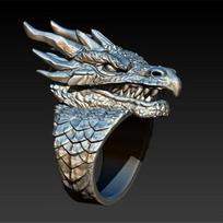 Domineering and Fierce Men's Dragon Ring Ring Creative Color Dragon Head Ring 6