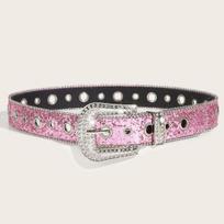 Women Jeans Belt Shiny Rhinestones Multi Holes Adjustable Length Waistband with Sparkling Buckle Wide Alloy Belt KTB 2.3cm