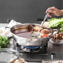 Chinese Shabu Pot Divided Soup Double Flavor Hotpot for Cooking 34cm gray
