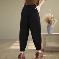 Plus Size Versatile Black High-Waisted Harem Pants - Stylish, Tummy Concealing, Slimming, Loose-Fit Carrot Design M (recommended for 80-100 kg, size down)