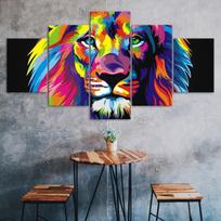 Abstract Lion Colorful Face 5 Piece Five Panel Wall Canvas Print Pictures Modern Art Poster Home Decor Gift For Him For Her 20X35 20X45 20X55CM