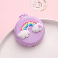 Cute Folding Small Pocket Hair Comb With Mirror For Women And Girls Round Hair Brush Compact Travel Size Hair Massage Comb