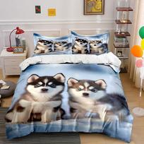 Husky dogs on snow. Bedding sets Duvet cover sets Duvet covers Pillowcases(1 * Duvet Cover 2 * Pillowcases without duvet insert) 135x200cm