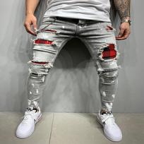 New Men's Slim Fit Ripped Ankle-Tied Pants New Men's Paint S