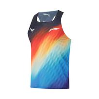 Li Ning Dragon Sparrow Breathable Quick-Dry Sports Slim Fit Outdoor Sleeveless Knitted Running Vest Men tops Blue Red AAYV123-43 S