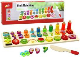 Medinė lenta su skaičiais Lean Toys Fruit Matching, įvairių spalvų