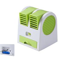 USB Desktop Mini Air Cooler Dual Port Strong Cooling Fan Portable Household Office Dorm Student Quiet Rechargeable Small Table F