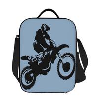 Moto X Dirt Bike Monotone Vector Art Lunch Bags Insulated Bento Box Waterproof Lunch Tote Resuable Picnic Bags Thermal Bag One Size
