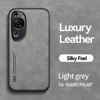 For Huawei P60 Pro Case Car Magnetic Holder PU Leather Phone Case For Huawei P60 Art P 60 P60Pro Silicone Shockproof Back Cover For P60 šviesiai pilka spalva