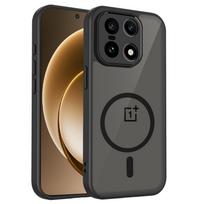 OnePlus 15 dėklas Kietas matinės odos magnetinis belaidžio įkrovimo apsauginis galinis dangtelis One Plus 15 OnePlus15 telefono korpusui OnePlus 15 juoda