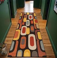 Colorful Wood Plank Pattern Runner Rug Vintage Patchwork Geometric Design Mat Non-Slip Home Decor Carpet for Kitchen Living Room 40X120CM