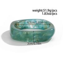 Vintage Peacock Blue Smudge Resin Wide Bracelet, Stylish Irregular Metal Frosted Glossy Bracelet