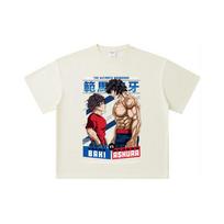 260 GSM Double Yarn 32 Count 100% Cotton Baki V2 Baki Ashura Print Unisex Heavy Cotton T Shirt S abrikosas
