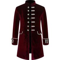 Vyriškas Steampunk Gotikinis Viktorietiškas Švarkas Vintage Bordo Aksominis Frakas Viduramžių Frakas Vienodas Šventės Helovino Kostiumas Homme S raudona