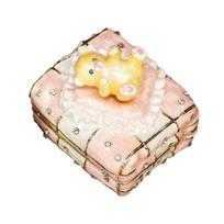 Elegant Enamel Jewelry Box Bear Figurine High Quality Alloy Lovely Bear Jewelry Container For Ring And Earring Storage