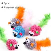 5pcs Long Tail Mouse Cat Toy Plush Kitten Interactive Pet Toy