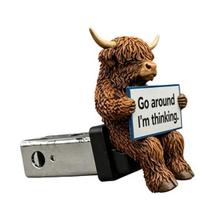 Highland Cow Trailer Hitch Cover 3D Resin Scottish Highland Cow Dust Cover for Trailer Towing Hook Weather Resistant Truck Hitch Cover F