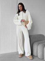 Women's Zip Front Cropped Knit Top and Wide Leg Pants Lounge Set Grey Casual Two Piece S