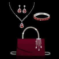 2026 Luxury Tassel Diamonds Women's Evening Bag With Necklaces Earrings and Bracelet Set Prom Party Shiny Rhinestone Handbag