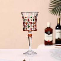 European high-end diamond crystal glass red wine cup luxury goblet retro wine cup niche painted cup