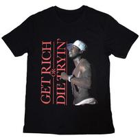50 Cent 'Get Rich Or Die Tryin' Juodi marškinėliai - NAUJI Unisex marškinėliai S