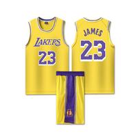 James Jersey No. 23 Lakers Children's Basketball Uniform Set