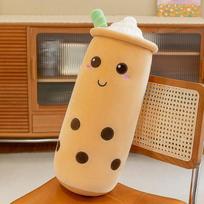 Popular plush toy milk tea cup long throw pillow doll simulation milk tea cup shape large throw pillow 40Cm
