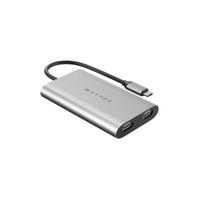 HyperDrive to HDMI Dual Converter Cable for MacBook Pro Multiple Display PD 100W Fast Charging Silver USB-C 2023/2021 M3/M2/M1 [4K 60Hz/30Hz Output,