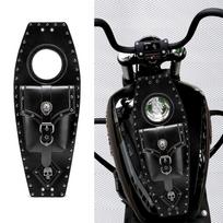 Leather Fuel Tank Bib Chap Cover Panel Pad Wallet Pouch Bag for Softail Motorbike Front Accessory