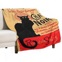 Vintage Le Chat Noir France Advert Throw Blanket for sofa christmas decoration Tourist Polar Blankets 30x40in