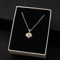 Little Devil Moon Necklace, Stainless Steel Full Diamond Pentagram Collarbone Chain Niche Palm Necklace Female