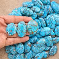 Blue Copper Turquoise Cabochon Lot – Flat Back Natural Gemstone for Jewelry Making 100 Carats