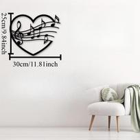 Wrought Iron Music Note Heart Wall Art Home Decor Gift 12in