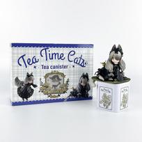12cm Tea Celebration Cat Anime Figure Q Version Cute And Charming Tea Time Cats Tea Pot Cat Action Figure Collection Model Ornaments Playthings Gifts With box