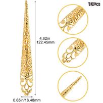 10 Pcs Indian Thai Dance Peacock Belly Dance False Nail Finger Jewelry Decoration Hollow Finger Cots False Nail Finger Nail Tip