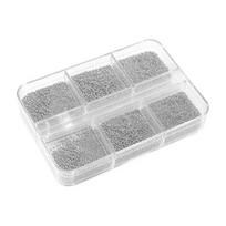 1 Set 6 Grids Nail Art Beads Kit with Storage Box 3D Nail Art Metal Caviar Beads DIY Manicure Design Decoration Balls Charm Nail Accessories