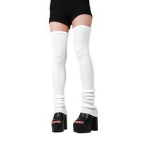 Spring Autumn 80S Adult Women  80% Acrylic 50/70/90Cm Soft Knit Long Leg Warmers Thigh High Knee High Solid Color Leg Warmers Length 50cm white