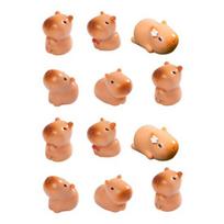 12 Pcs Mini Capybara Figurines Cute Tiny Capybara Resin Ornaments Miniature Animals Figures for Fairy Garden Bonsai Moss Landscape DIY Crafts 12pcs